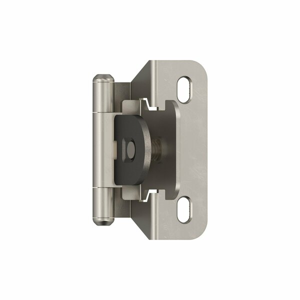 Amerock 1/4in 6mm Overlay Single Demountable Partial Wrap Satin Nickel Cabinet Hinge, 1 Pair BPR8715G10